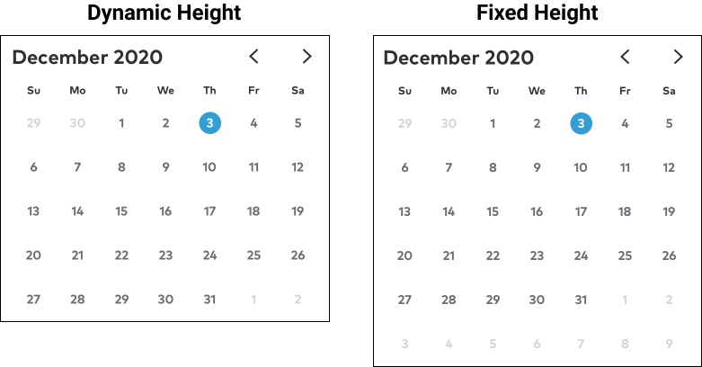 CalendarPicker - Height modes